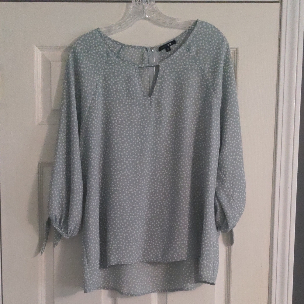 EUC✨ PAPERMOON XL mint/light blue Coraley 3/4 Tie Sleeve Blouse from Stitchfix